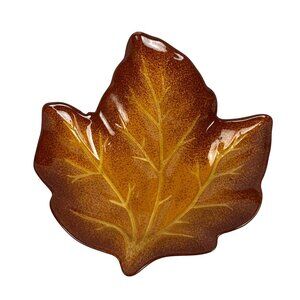 Better Homes & Gardens Leaf-Shaped Ceramic Dish Brown & Yellow